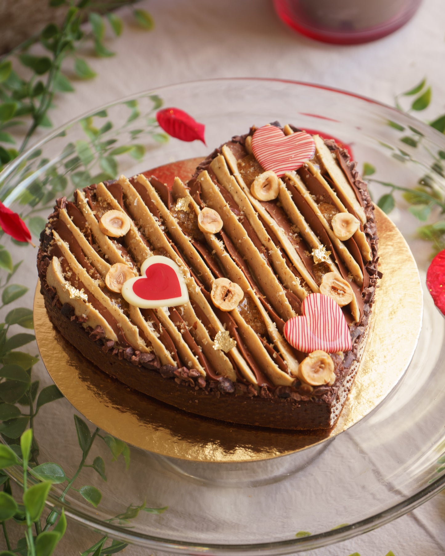 Tarte coeur chocolat / praliné noisette du Piémont