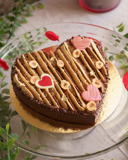 Tarte coeur chocolat / praliné noisette du Piémont